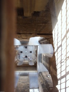 The view from the top of the belltower - down through the middle!