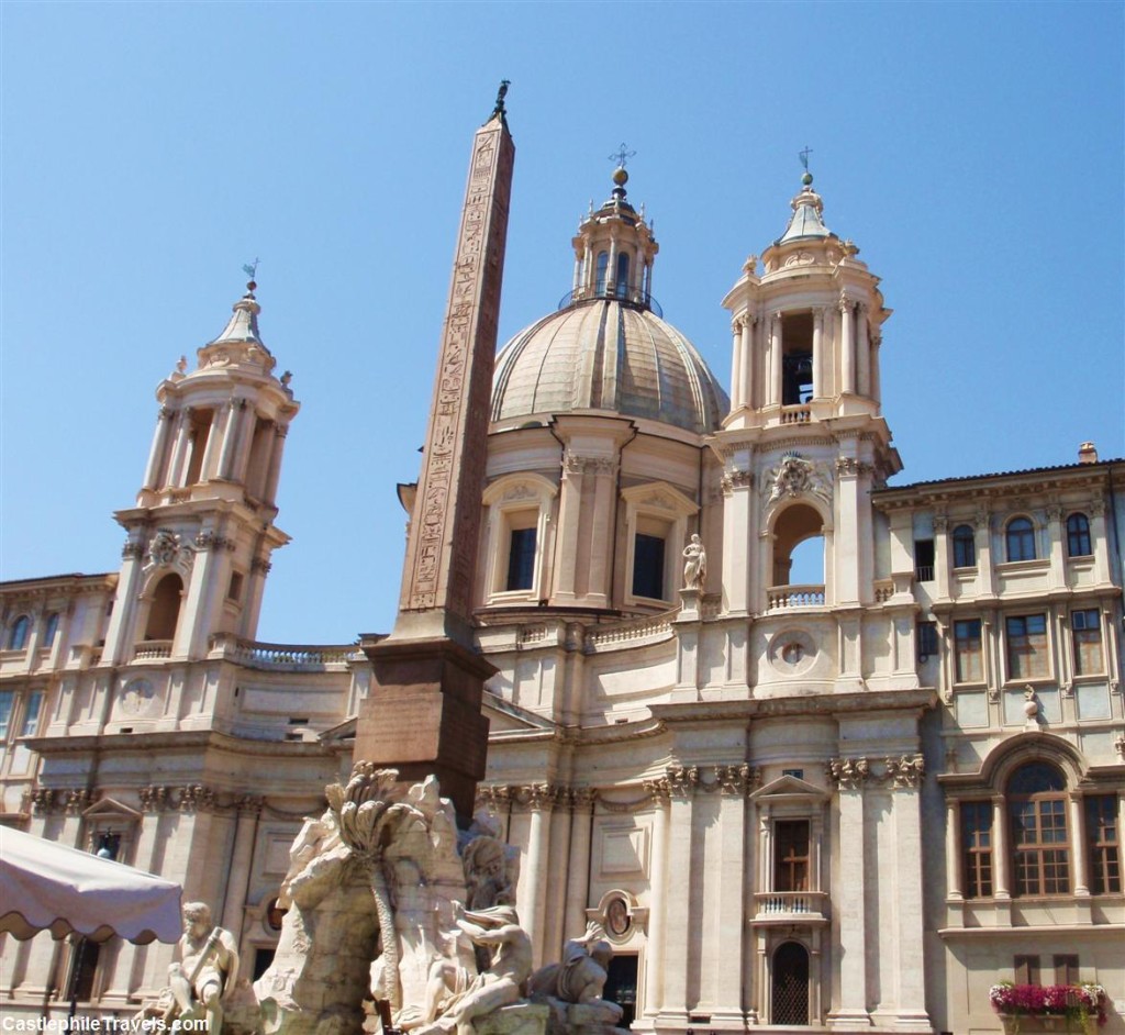 Bernini's Fountain of the Four Rivers in the middle of the Piazza Navona